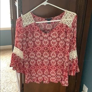 Pink & White Forever 21 Patterned Top